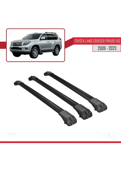 Toyota Land Cruiser Prado (J150) 2009 ve Sonrası ile Uyumlu Ace-1 Ara Atkı Tavan Barı Siyah 3 Adet Bar modelleri