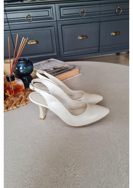 015 2662 Topukla Kadın Kadeh Topuklu Sedef Beyaz Abiye Ayakkabı fırsatları