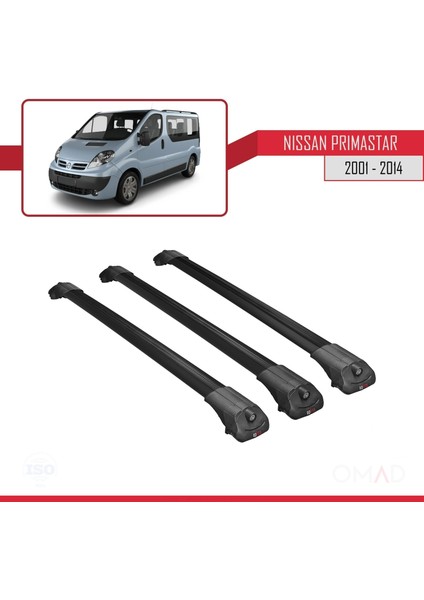 Nissan Primastar 2001-2014 Arası ile Uyumlu Ace-1 Ara Atkı Tavan Barı Siyah 3 Adet Bar