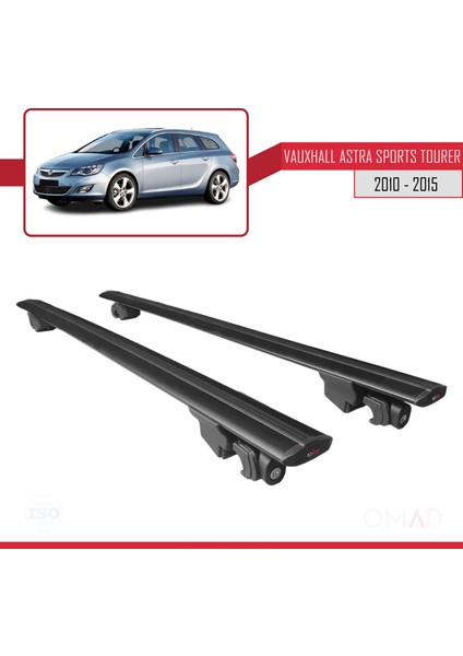 Vauxhall Astra Mk6 Estate 2010-2015 Arası ile Uyumlu Hook Model Anahtar Kilitli Ara Atkı Tavan Barı Siyah