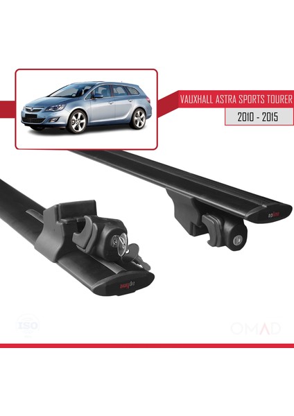 Vauxhall Astra Mk6 Estate 2010-2015 Arası ile Uyumlu Hook Model Anahtar Kilitli Ara Atkı Tavan Barı Siyah