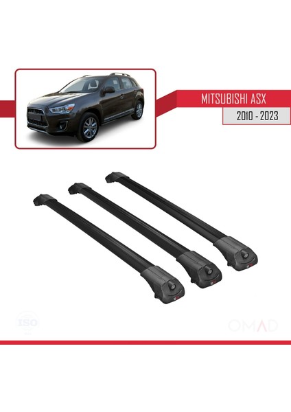 Mitsubishi Asx 2010 ve Sonrası ile Uyumlu Ace-1 Ara Atkı Tavan Barı Siyah 3 Adet Bar
