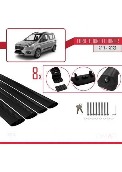 Ford Tourneo Courier 2017 ve Sonrası ile Uyumlu Ace-1 Ara Atkı Tavan Barı Siyah 4 Adet Bar indirimleri