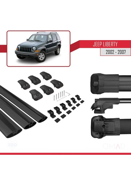 Jeep Liberty 2002-2007 Arası ile Uyumlu Ace-1 Ara Atkı Tavan Barı Siyah 3 Adet Bar indirimleri