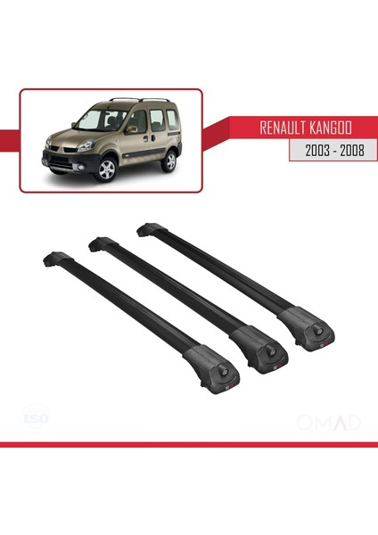 Renault Kangoo 2003-2008 Arası ile Uyumlu Ace-1 Ara Atkı Tavan Barı Siyah 3 Adet Bar