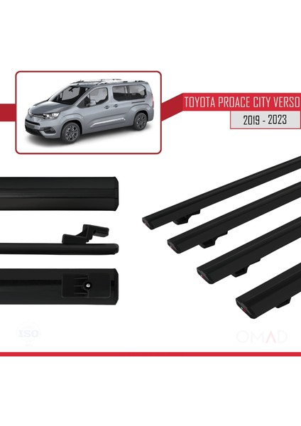 Toyota Proace City Verso 2019 ve Sonrası ile Uyumlu Basıc Model Ara Atkı Tavan Barı Siyah 4 Adet modelleri