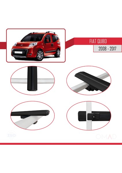 Fiat Qubo 2008-2017 Arası ile Uyumlu Basıc Model Ara Atkı Tavan Barı Siyah 4 Adet