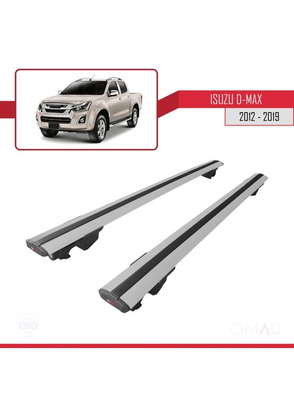 Isuzu D-Max 2012-2019 Arası ile Uyumlu Hook Model Anahtar Kilitli Ara Atkı Tavan Barı Gri
