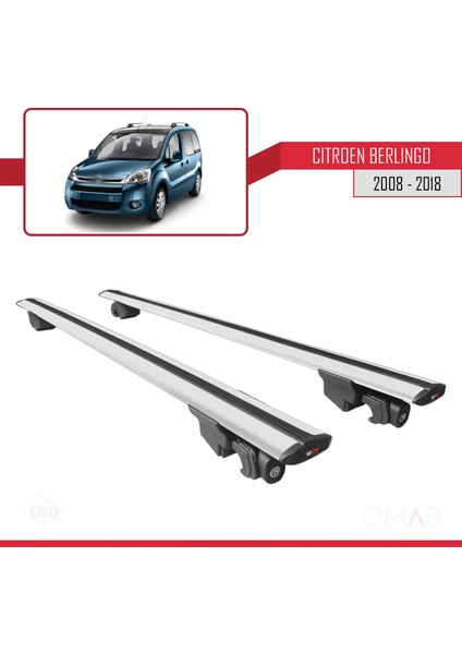 Citroen Berlingo 2008-2018 Arası ile Uyumlu Hook Model Anahtar Kilitli Ara Atkı Tavan Barı Gri