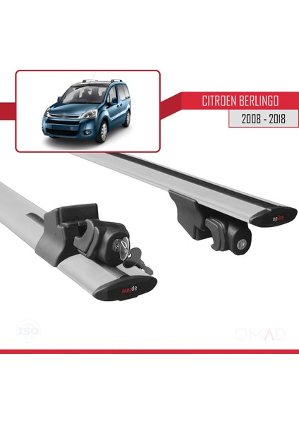 Citroen Berlingo 2008-2018 Arası ile Uyumlu Hook Model Anahtar Kilitli Ara Atkı Tavan Barı Gri