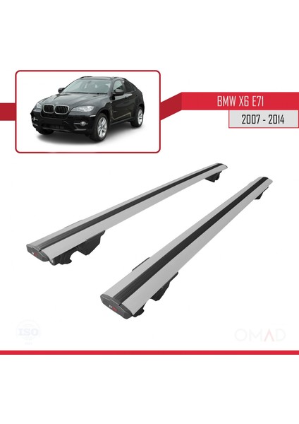 Bmw X6 (E71) 2007-2014 Arası ile Uyumlu Hook Model Anahtar Kilitli Ara Atkı Tavan Barı Gri modelleri