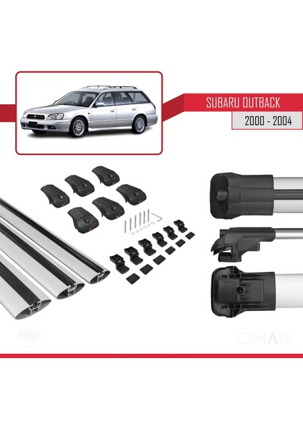 Subaru Outback 2000-2004 Arası ile Uyumlu Ace-1 Ara Atkı Tavan Barı Gri 3 Adet Bar