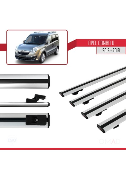 Opel Combo (D) 2012-2018 Arası ile Uyumlu Basıc Model Ara Atkı Tavan Barı Gri 4 Adet modelleri