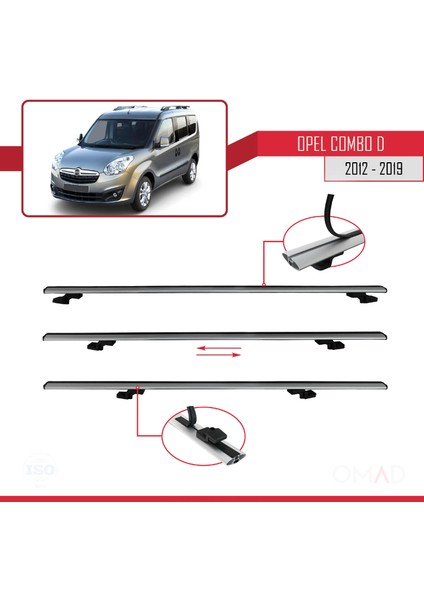 Opel Combo (D) 2012-2018 Arası ile Uyumlu Basıc Model Ara Atkı Tavan Barı Gri 4 Adet indirimleri