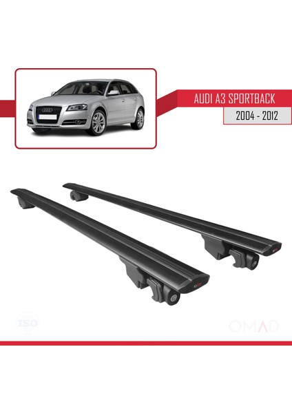 Audi A3 Sportback 2004-2013 Arası ile Uyumlu Hook Model Anahtar Kilitli Ara Atkı Tavan Barı Siyah fırsatları