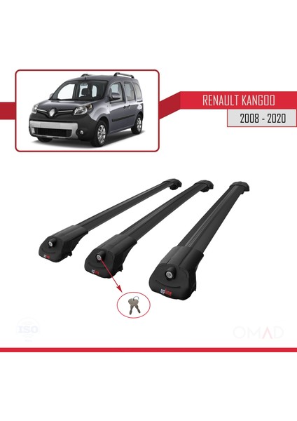 Renault Kangoo 2008-2020 Arası ile Uyumlu Ace-1 Ara Atkı Tavan Barı Siyah 3 Adet Bar fırsatları