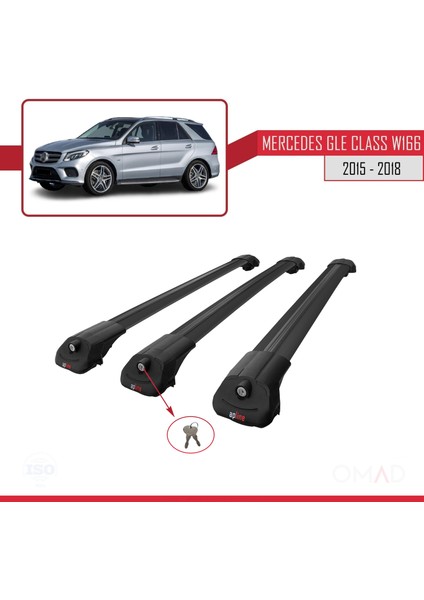 Mercedes Gle Class (W166) 2015-2018 Arası ile Uyumlu Ace-1 Ara Atkı Tavan Barı Siyah 3 Adet Bar fırsatları