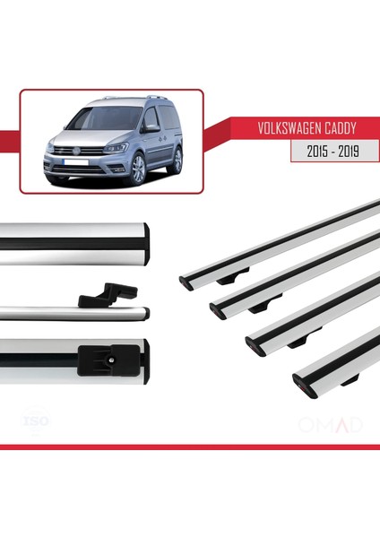 Volkswagen Caddy 2015-2019 Arası ile Uyumlu Basıc Model Ara Atkı Tavan Barı Gri 4 Adet