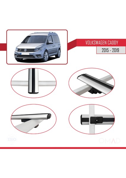 Volkswagen Caddy 2015-2019 Arası ile Uyumlu Basıc Model Ara Atkı Tavan Barı Gri 4 Adet