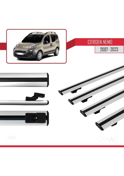 Citroen Nemo 2007 Arası ile Uyumlu Basıc Model Ara Atkı Tavan Barı Gri 4 Adet modelleri