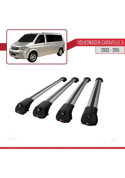 Volkswagen Caravelle (T5) 2003-2015 Arası ile Uyumlu Ace-1 Ara Atkı Tavan Barı Gri 4 Adet Bar modelleri