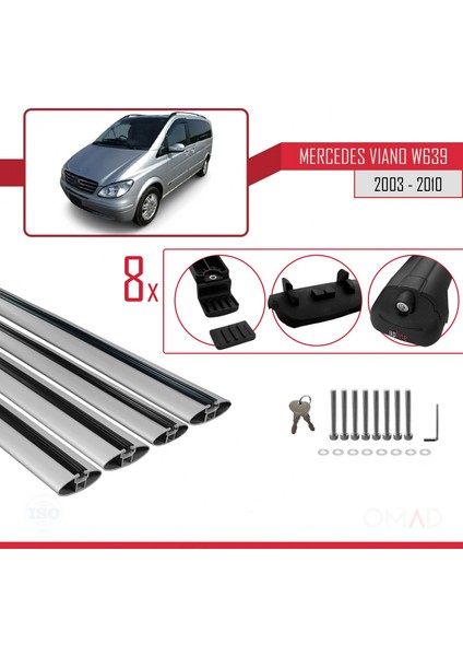 Mercedes Viano 2003-2010 Arası ile Uyumlu Ace-1 Ara Atkı Tavan Barı Gri 4 Adet Bar indirimleri