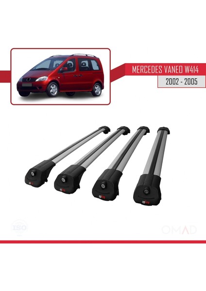Mercedes Vaneo (W414) 2002-2005 Arası ile Uyumlu Ace-1 Ara Atkı Tavan Barı Gri 4 Adet Bar modelleri