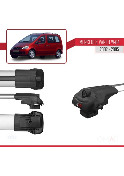Mercedes Vaneo (W414) 2002-2005 Arası ile Uyumlu Ace-1 Ara Atkı Tavan Barı Gri 4 Adet Bar fırsatları