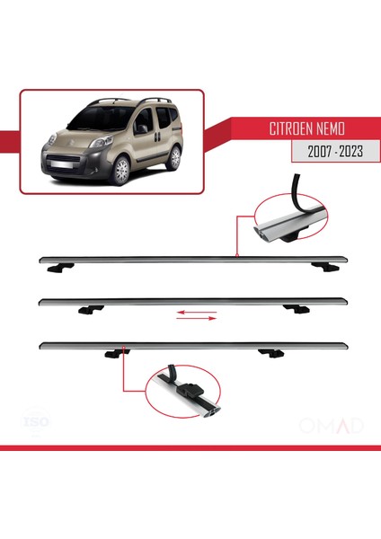Citroen Nemo 2007 Arası ile Uyumlu Basıc Model Ara Atkı Tavan Barı Gri 4 Adet indirimleri