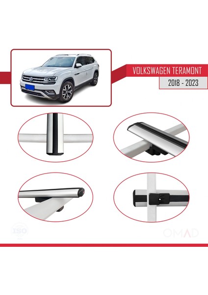 Volkswagen Teramont 2018 ve Sonrası ile Uyumlu Basıc Model Ara Atkı Tavan Barı Gri 3 Adet fırsatları