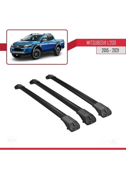 Mitsubishi L200 2015 ve Sonrası ile Uyumlu Ace-1 Ara Atkı Tavan Barı Siyah 3 Adet Bar modelleri