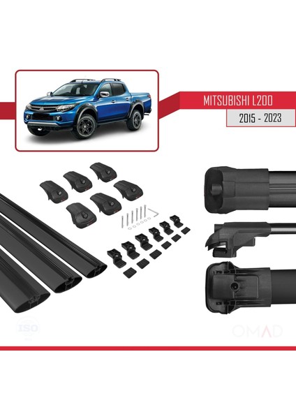 Mitsubishi L200 2015 ve Sonrası ile Uyumlu Ace-1 Ara Atkı Tavan Barı Siyah 3 Adet Bar indirimleri