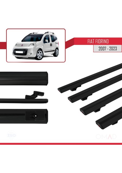 Fiat Fiorino 2007 ve Sonrası ile Uyumlu Basıc Model Ara Atkı Tavan Barı Siyah 4 Adet