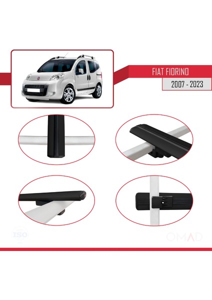 Fiat Fiorino 2007 ve Sonrası ile Uyumlu Basıc Model Ara Atkı Tavan Barı Siyah 4 Adet