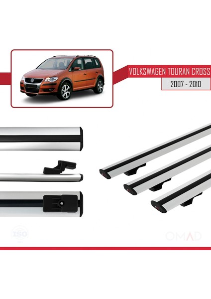 Volkswagen Touran Cross 2007-2010 Arası ile Uyumlu Basıc Model Ara Atkı Tavan Barı Gri 3 Adet modelleri