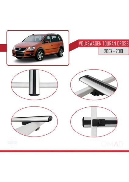 Volkswagen Touran Cross 2007-2010 Arası ile Uyumlu Basıc Model Ara Atkı Tavan Barı Gri 3 Adet fırsatları