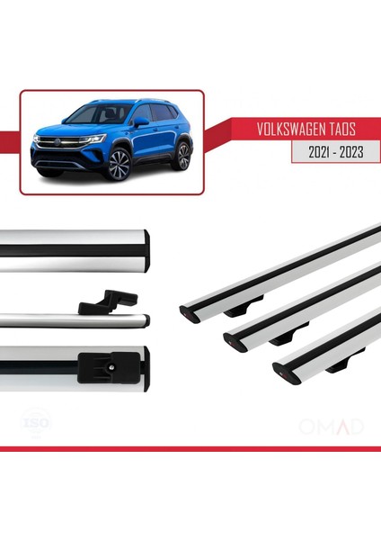 Volkswagen Taos 2021 ve Sonrası ile Uyumlu Basıc Model Ara Atkı Tavan Barı Gri 3 Adet