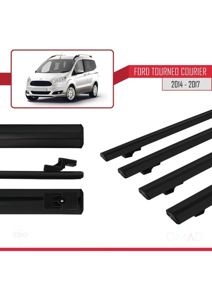 Ford Tourneo Courier 2014-2017 Arası ile Uyumlu Basıc Model Ara Atkı Tavan Barı Siyah 4 Adet