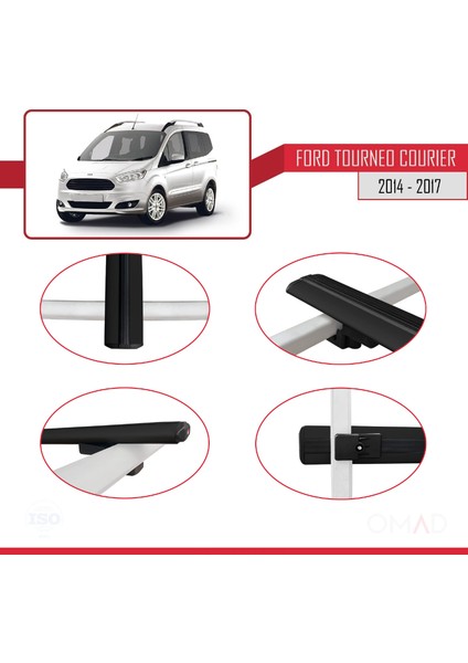 Ford Tourneo Courier 2014-2017 Arası ile Uyumlu Basıc Model Ara Atkı Tavan Barı Siyah 4 Adet