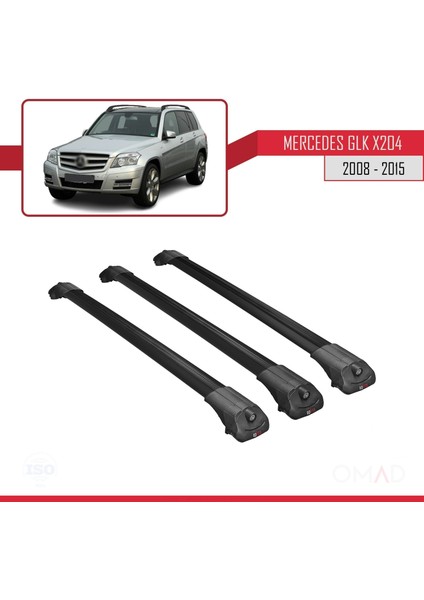 Mercedes Glk Class (X204) 2008-2015 Arası ile Uyumlu Ace-1 Ara Atkı Tavan Barı Siyah 3 Adet Bar
