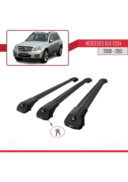 Mercedes Glk Class (X204) 2008-2015 Arası ile Uyumlu Ace-1 Ara Atkı Tavan Barı Siyah 3 Adet Bar