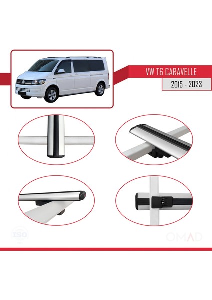 Volkswagen Caravelle (T6) 2015 ve Sonrası ile Uyumlu Basıc Model Ara Atkı Tavan Barı Gri 3 Adet fırsatları