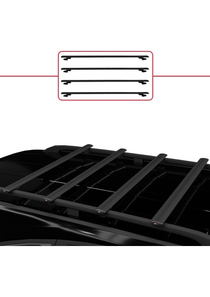 Citroen Berlingo 2019 ve Sonrası ile Uyumlu Basıc Model Ara Atkı Tavan Barı Siyah 4 Adet