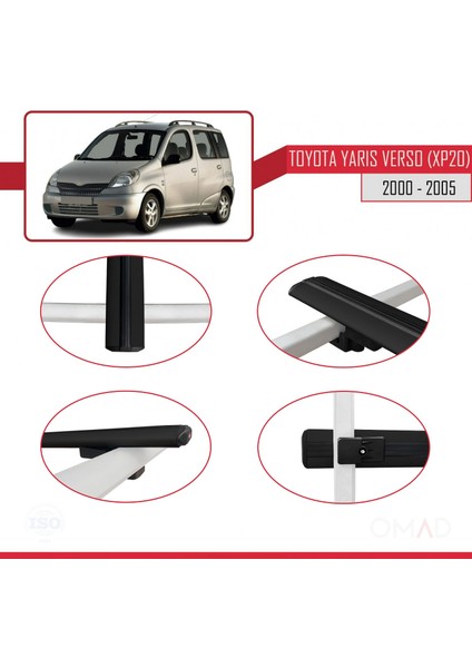 Toyota Yaris Verso (XP20) 2000-2005 Arası ile Uyumlu Basıc Model Ara Atkı Tavan Barı Siyah 3 Adet fırsatları