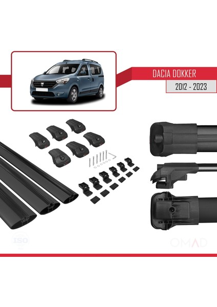 Dacia Dokker 2012 ve Sonrası ile Uyumlu Ace-1 Ara Atkı Tavan Barı Siyah 3 Adet Bar indirimleri