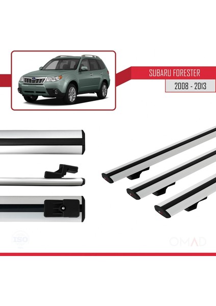 Subaru Forester 2008-2013 Arası ile Uyumlu Basıc Model Ara Atkı Tavan Barı Gri 3 Adet