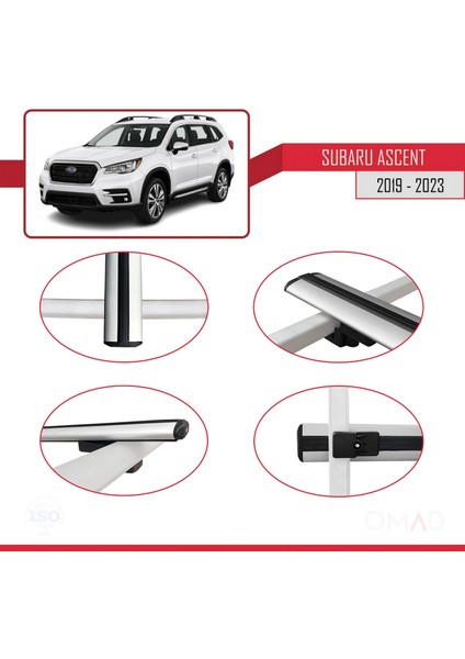 Subaru Ascent 2019 ve Sonrası ile Uyumlu Basıc Model Ara Atkı Tavan Barı Gri 3 Adet fırsatları