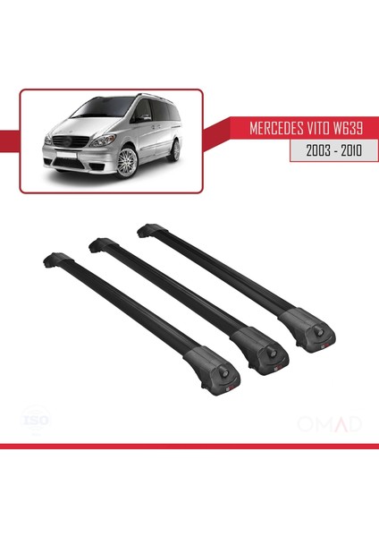 Mercedes Vito (W639) 2003-2010 Arası ile Uyumlu Ace-1 Ara Atkı Tavan Barı Siyah 3 Adet Bar modelleri
