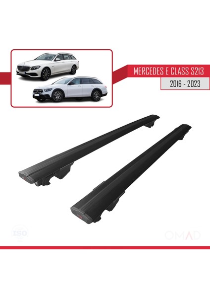 Mercedes E-Class S213 2016 ve Sonrası ile Uyumlu Hook Model Anahtar Kilitli Ara Atkı Tavan Barı Siyah