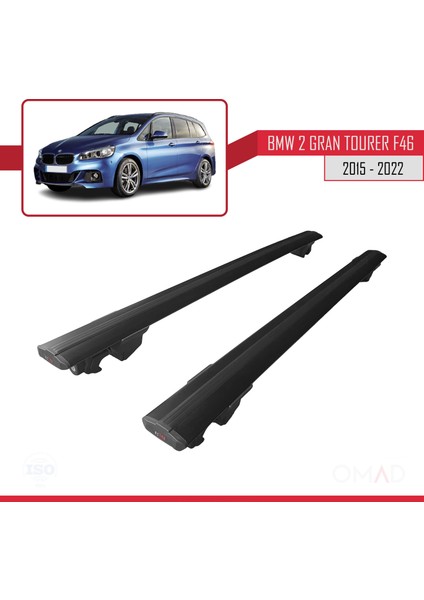Bmw 2 Series Gran Tourer (F46) 2015-2022 Arası ile Uyumlu Hook Model Anahtar Kilitli Ara Atkı Tavan Barı Siyah modelleri